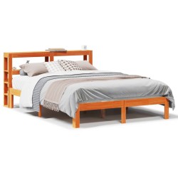 Cadre de lit sans matelas cire marron 140x200cm bois pin massif 