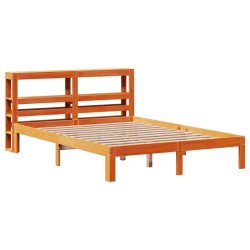 Cadre de lit sans matelas cire marron 140x200cm bois pin massif 