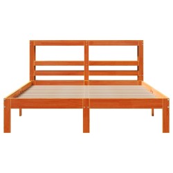 Cadre de lit sans matelas cire marron 140x200cm bois pin massif 