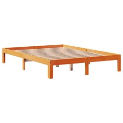Cadre de lit sans matelas cire marron 140x200cm bois pin massif 