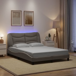 Cadre de lit avec LED sans matelas taupe 140x190 cm tissu 