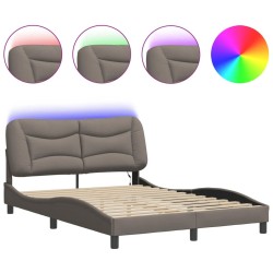 Cadre de lit avec LED sans matelas taupe 140x190 cm tissu 