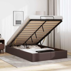 Cadre de lit ottoman sans matelas marron 120x190 cm similicuir 