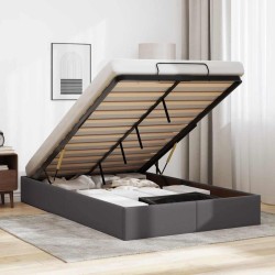 Cadre de lit ottoman sans matelas gris 120x190 cm similicuir 