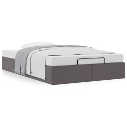 Cadre de lit ottoman sans matelas gris 120x190 cm similicuir 