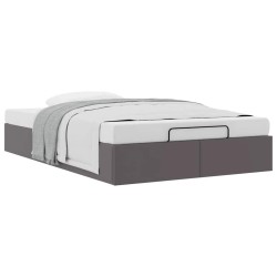 Cadre de lit ottoman sans matelas gris 120x190 cm similicuir 