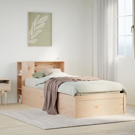Cadre de lit sans matelas 75x190 cm bois de pin massif 