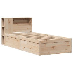 Cadre de lit sans matelas 75x190 cm bois de pin massif 