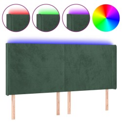 Tête de lit à LED Vert foncé 203x16x118/128 cm Velours 