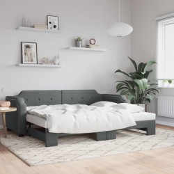 Lit de jour avec gigogne sans matelas gris foncé 90x190 cm 
