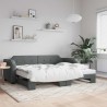 Lit de jour avec gigogne sans matelas gris foncé 90x190 cm 