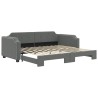 Lit de jour avec gigogne sans matelas gris foncé 90x190 cm 
