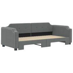 Lit de jour avec gigogne sans matelas gris foncé 90x190 cm 