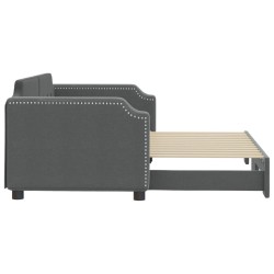 Lit de jour avec gigogne sans matelas gris foncé 90x190 cm 