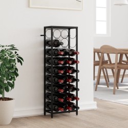 Casier à bouteilles de 27 bouteilles noir 34x18x100cm fer forgé 