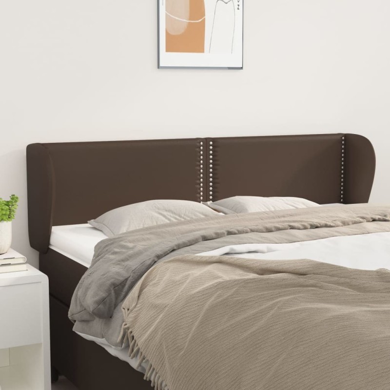 Tête de lit avec oreilles Marron 147x23x78/88 cm Similicuir 
