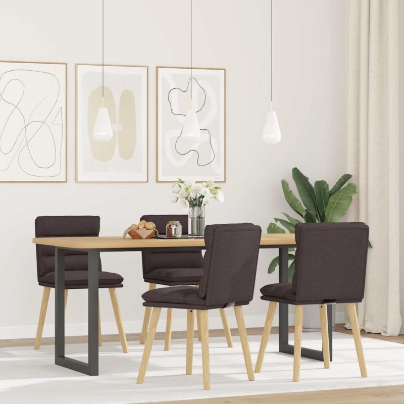 Chaises à manger lot de 4 marron foncé tissu 