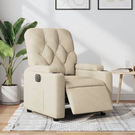 Fauteuil inclinable électrique Crème Tissu 