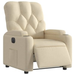 Fauteuil inclinable électrique Crème Tissu 