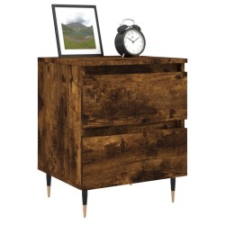 Table de chevet chêne fumé 40x35x50 cm bois d’ingénierie 