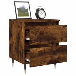 Table de chevet chêne fumé 40x35x50 cm bois d’ingénierie 