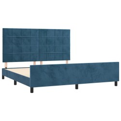 Cadre de lit sans matelas bleu foncé 160x200 cm velours 
