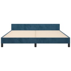 Cadre de lit sans matelas bleu foncé 160x200 cm velours 