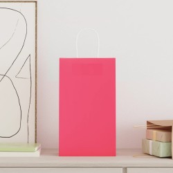 Sacs en papier 250 pcs avec poignées rose 21x11x36 cm 