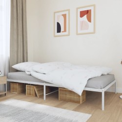 Cadre de lit en métal sans matelas blanc 107x203 cm 