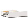 Cadre de lit sans matelas blanc 200x200 cm bois massif de pin 