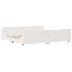 Cadre de lit sans matelas blanc 200x200 cm bois massif de pin 