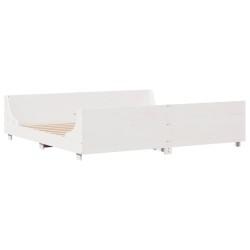 Cadre de lit sans matelas blanc 200x200 cm bois massif de pin 