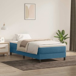 Sommier à lattes de lit et matelas bleu foncé 80x220 cm velours 