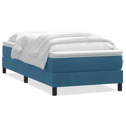 Sommier à lattes de lit et matelas bleu foncé 80x220 cm velours 