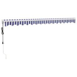 Auvent rétractable automatique bleu et blanc 4,5x3 m 