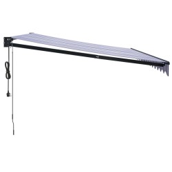 Auvent rétractable automatique bleu et blanc 4,5x3 m 