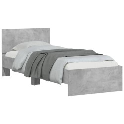 Cadre de lit sans matelas avec tête de lit gris béton 90x200 cm 