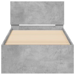 Cadre de lit sans matelas avec tête de lit gris béton 90x200 cm 