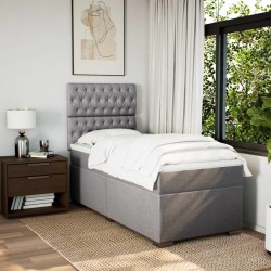 Sommier à lattes de lit avec matelas Taupe 90x190 cm Tissu 