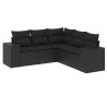 Salon de jardin 5 pcs avec coussins noir résine tressée 