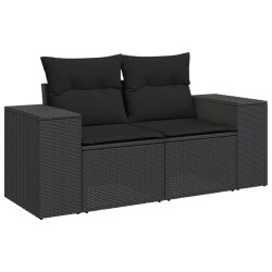 Salon de jardin 5 pcs avec coussins noir résine tressée 