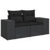 Salon de jardin 5 pcs avec coussins noir résine tressée 