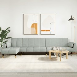 Canapé-lit en forme de L gris clair 275x140x70 cm velours 