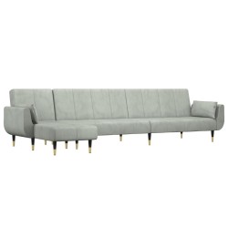 Canapé-lit en forme de L gris clair 275x140x70 cm velours 