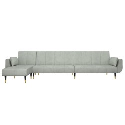 Canapé-lit en forme de L gris clair 275x140x70 cm velours 
