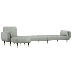 Canapé-lit en forme de L gris clair 275x140x70 cm velours 