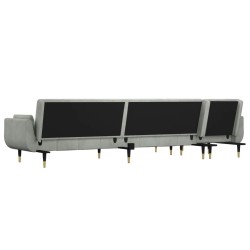 Canapé-lit en forme de L gris clair 275x140x70 cm velours 