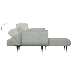 Canapé-lit en forme de L gris clair 275x140x70 cm velours 