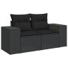 Salon de jardin 5 pcs avec coussins noir résine tressée 
