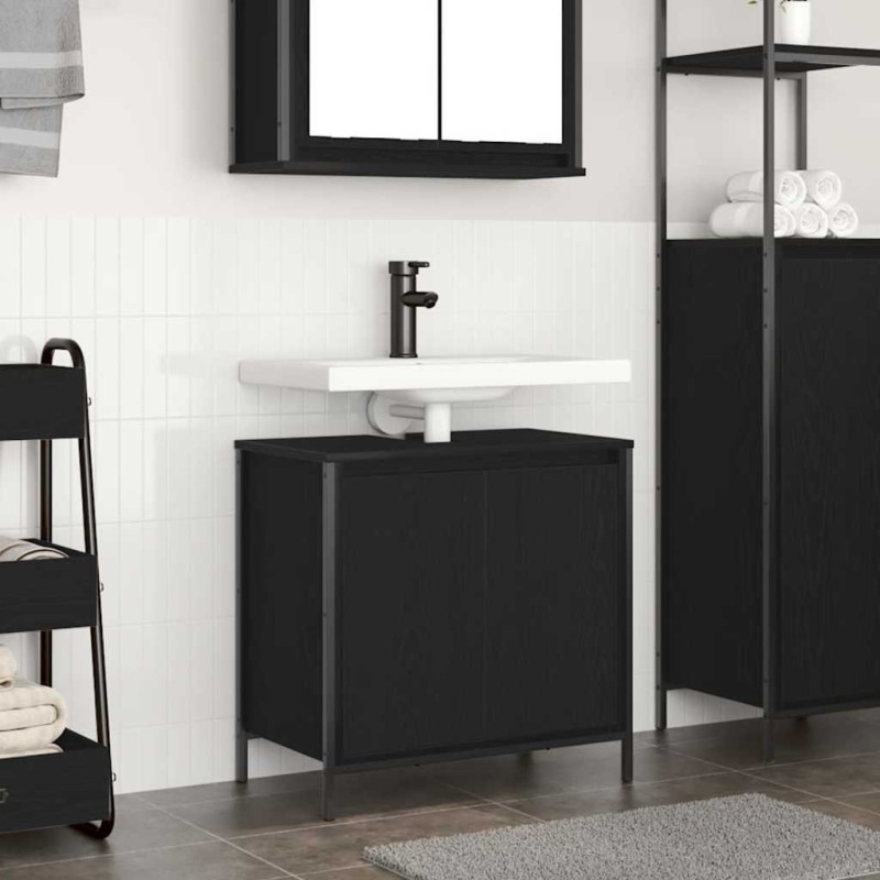 Meuble vasque de salle de bain noir 60x34,5x60 cm 
